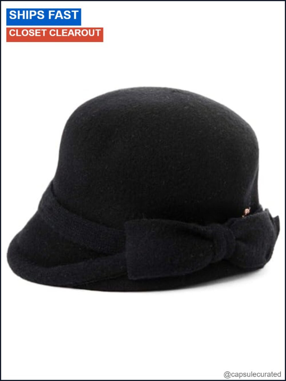 Wool Felt Cloche Bucket Bowler Hat Winter Crushable Collapsible Bowknot